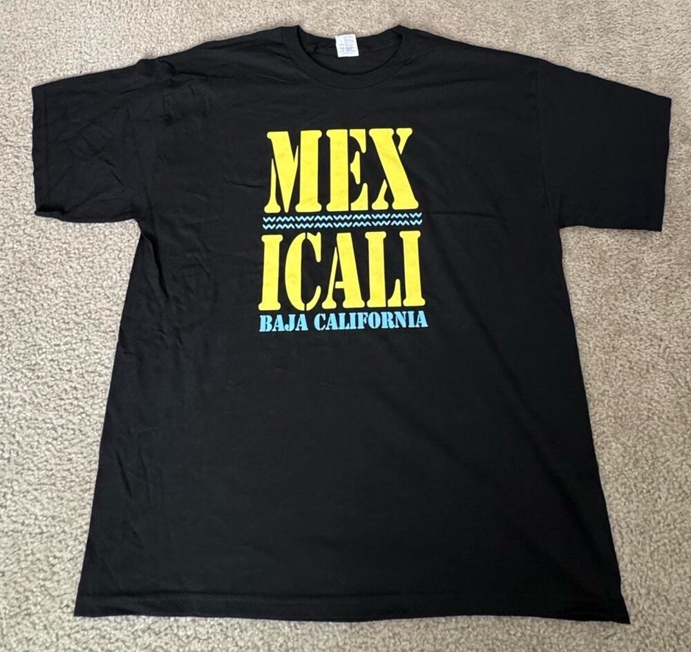 Alstyle Men’s XL Mexicali Baja California Black Graphic T-Shirt Mexico NWOT